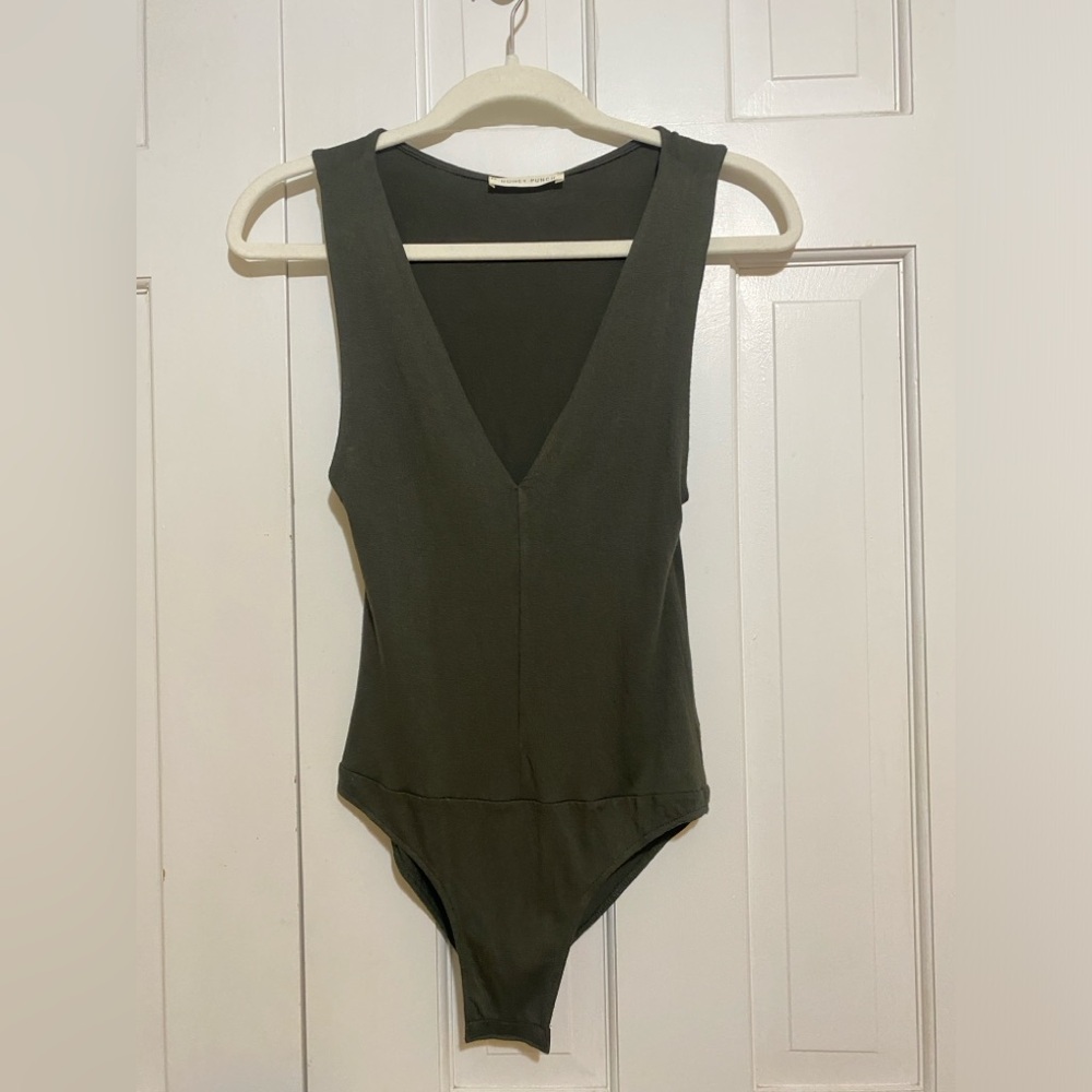 Deep v body suit top.